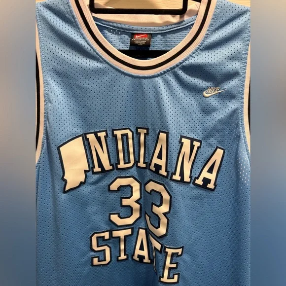 Nike Indiana State Larry Bird #33 Jersey Blue Mesh Size Large NCAA Basketball - Picture 5 of 9